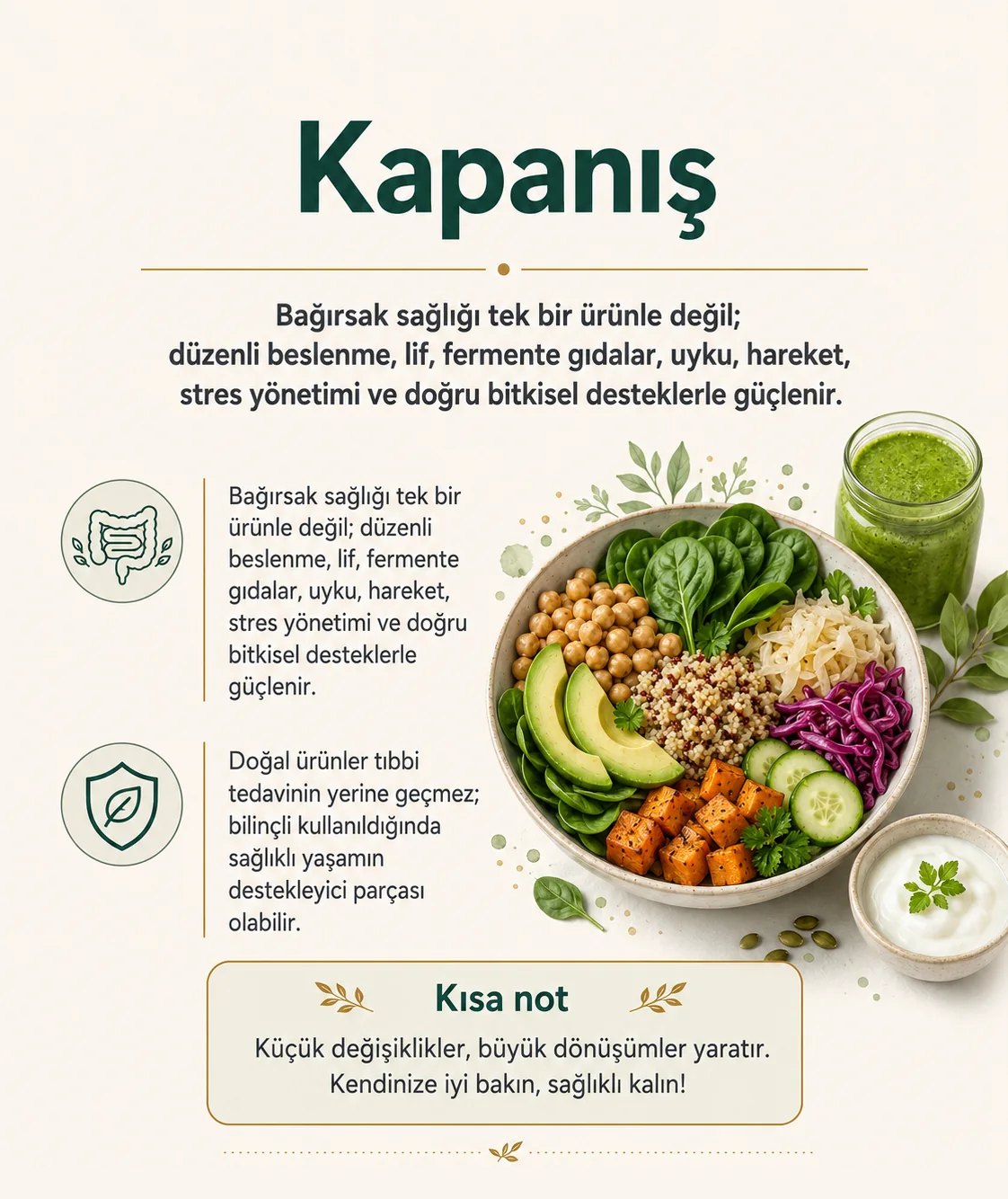 Bağırsak sağlığı düzenli beslenme, lif, fermente gıdalar, uyku, hareket ve stres yönetimiyle güçlenir