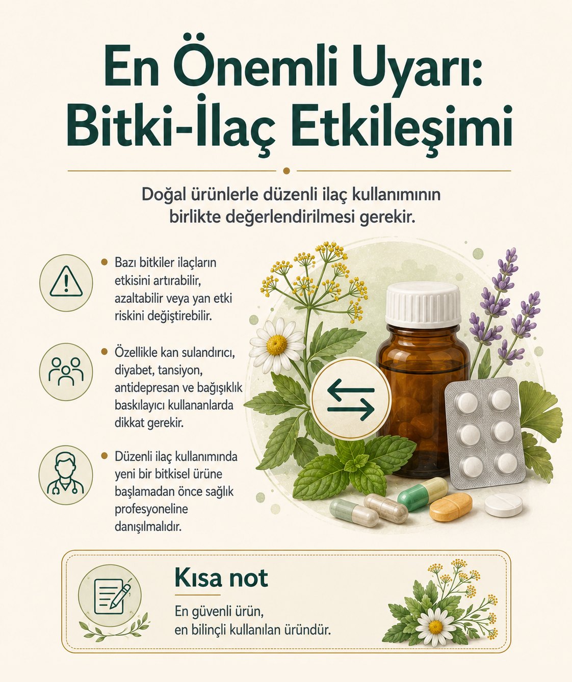Bitki–ilaç etkileşimi: bazı bitkiler ilaçların etkisini artırabilir veya azaltabilir