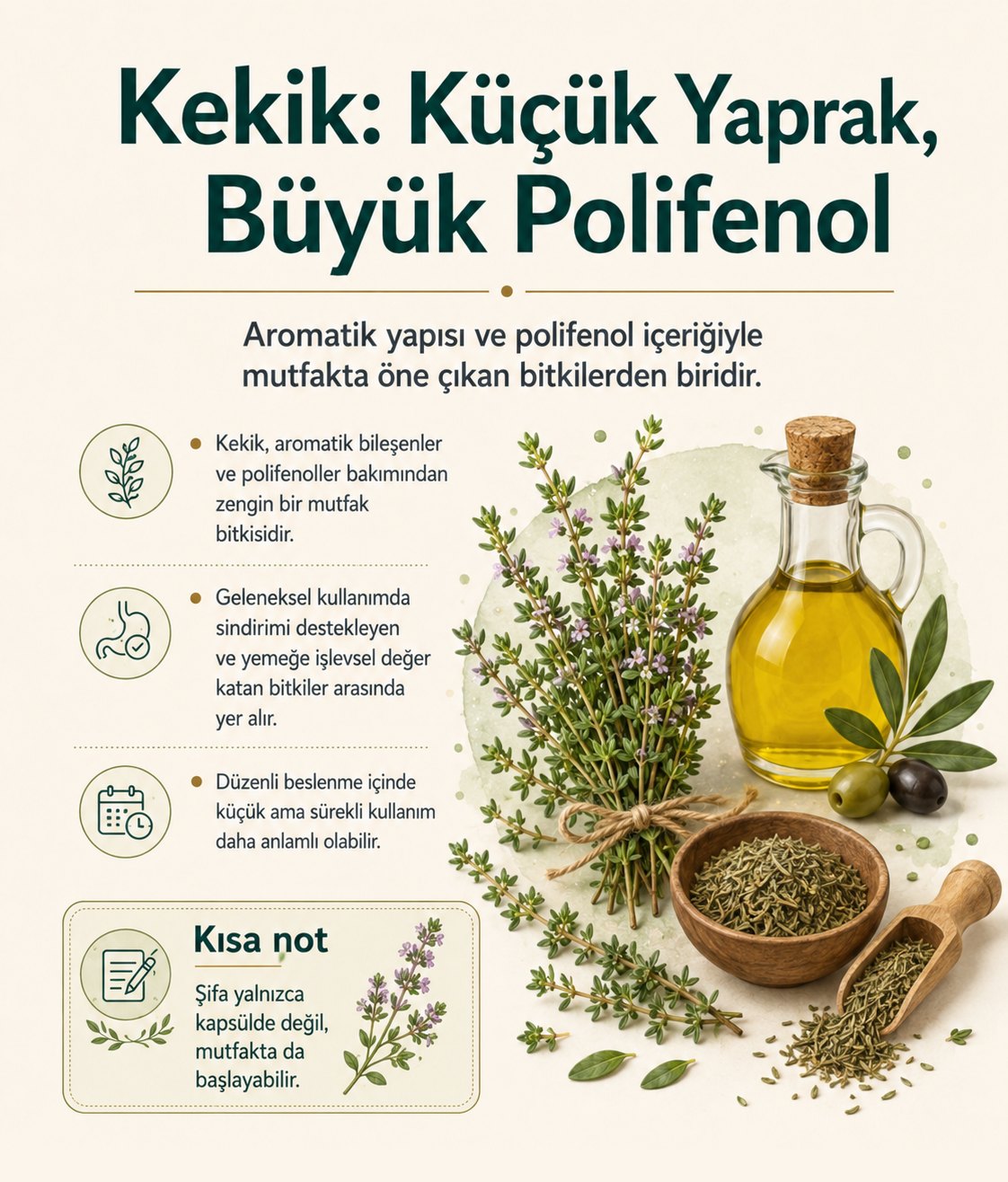 Kekik: aromatik bileşenler ve polifenoller bakımından zengin mutfak bitkisi