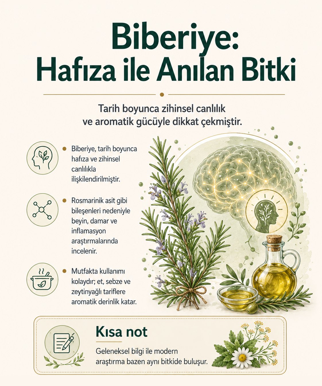 Biberiye: tarih boyunca hafıza ve zihinsel canlılıkla ilişkilendirilen aromatik bitki
