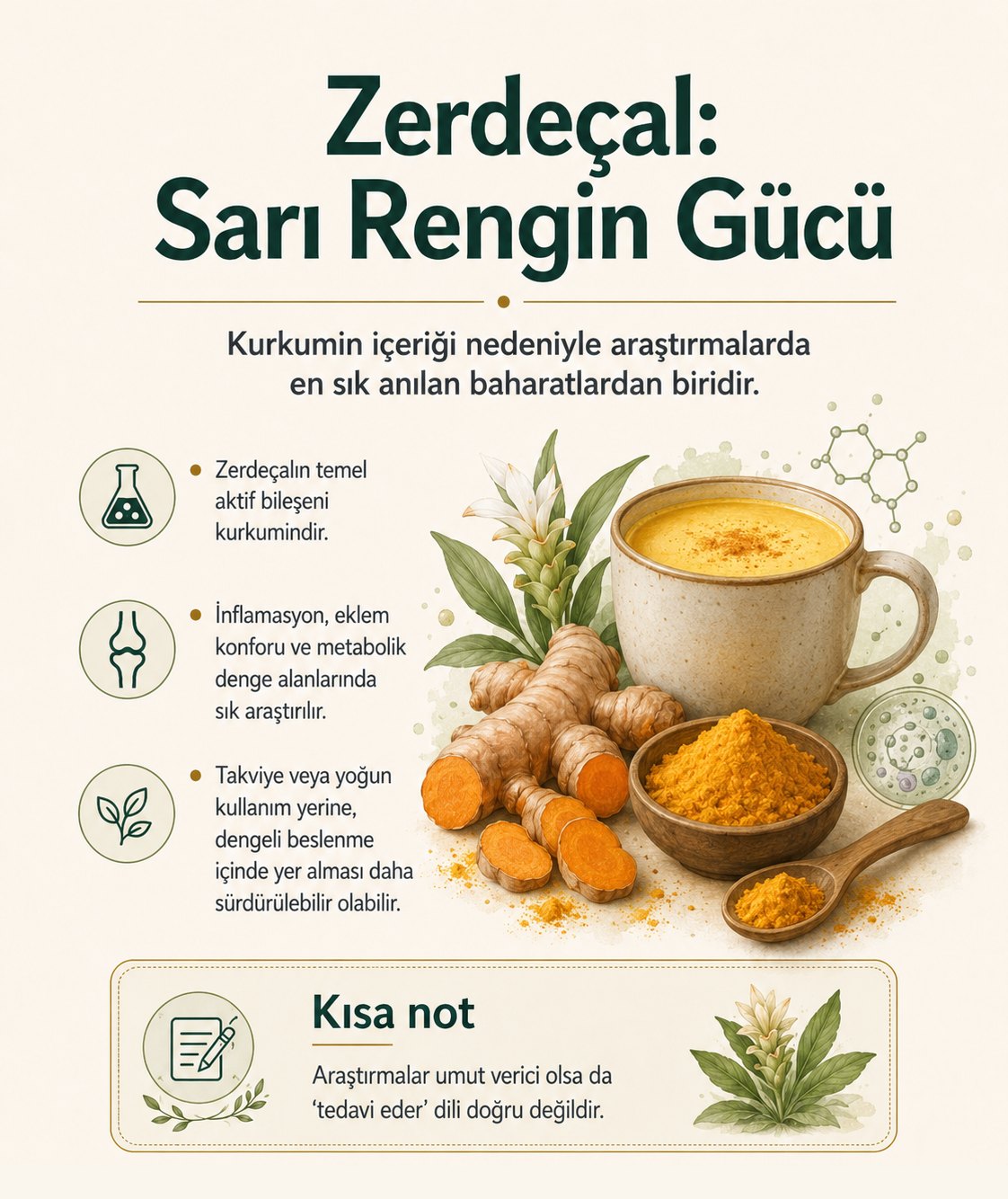 Zerdeçal ve kurkumin: inflamasyon, eklem konforu ve metabolik denge alanlarında araştırılan baharat