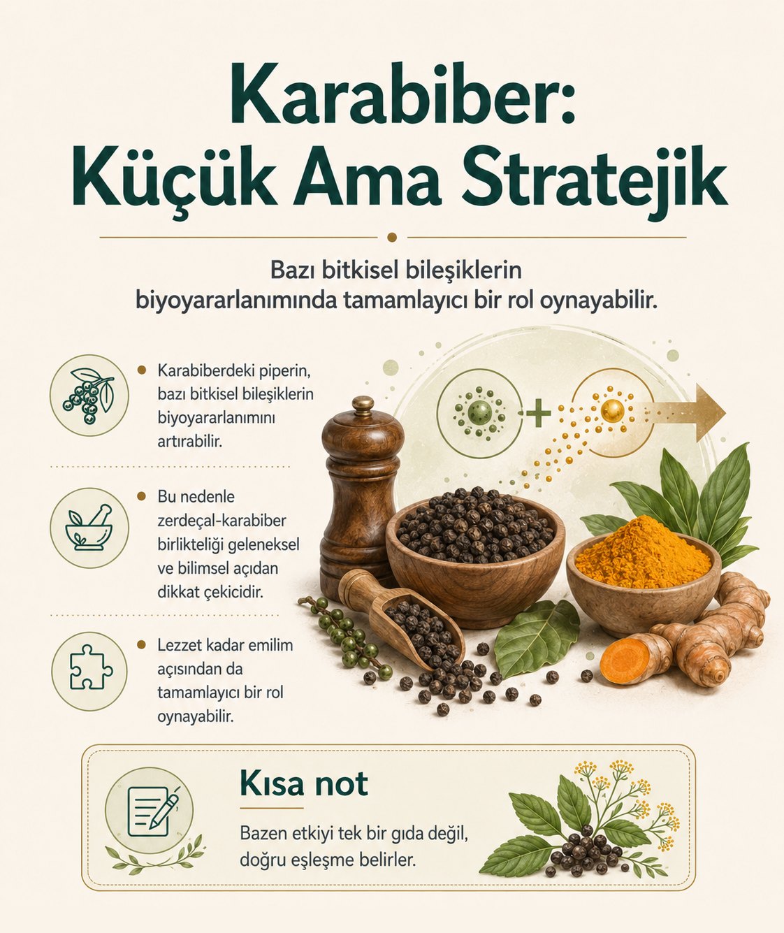 Karabiber ve piperin: zerdeçal ile birlikte kullanımın biyoyararlanım açısından önemi
