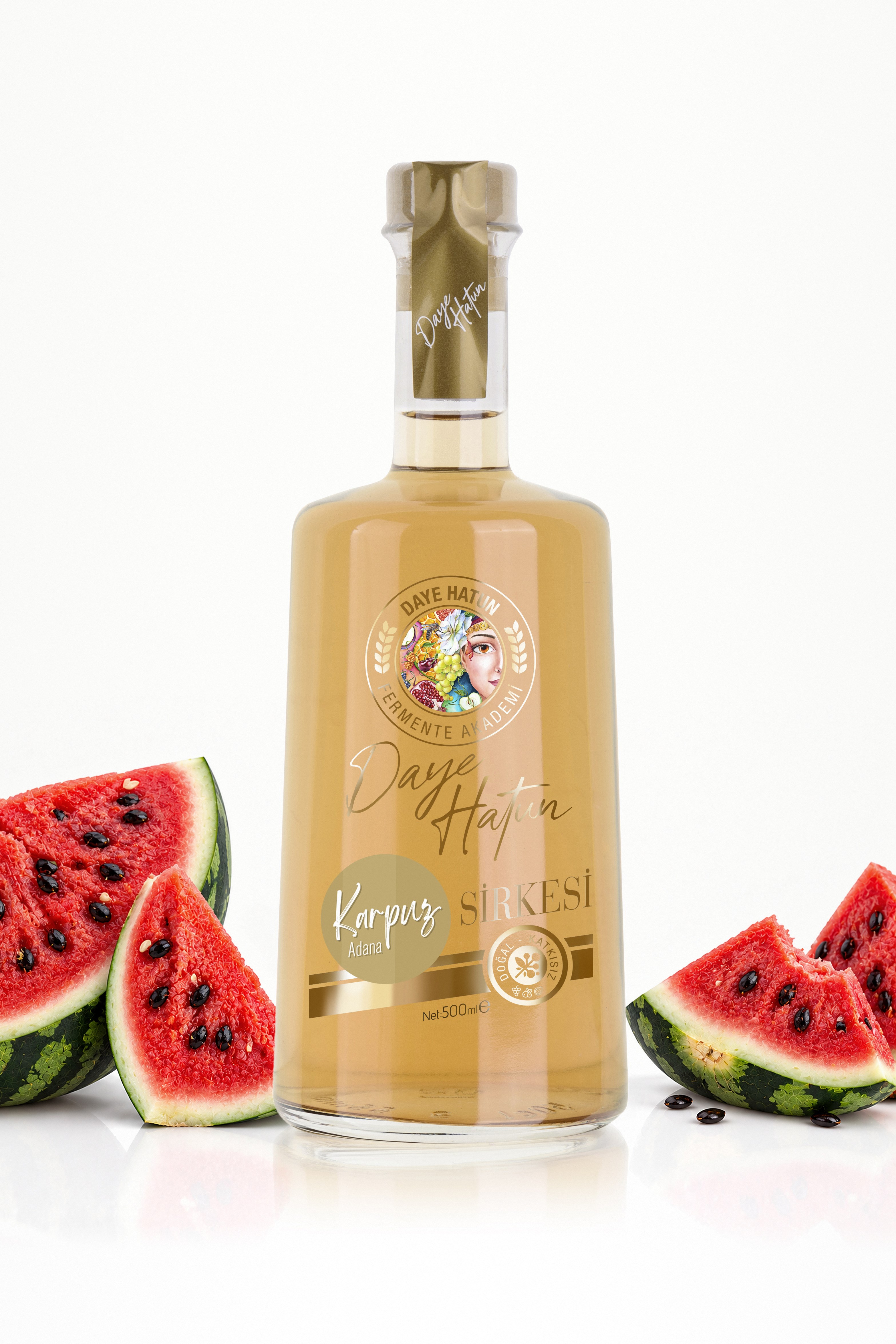 Adana Karpuzu Sirkesi / Watermelon Vinegar (Doğal Fermente Canlı Sirke / Nat. Fermented / 500 mL)
