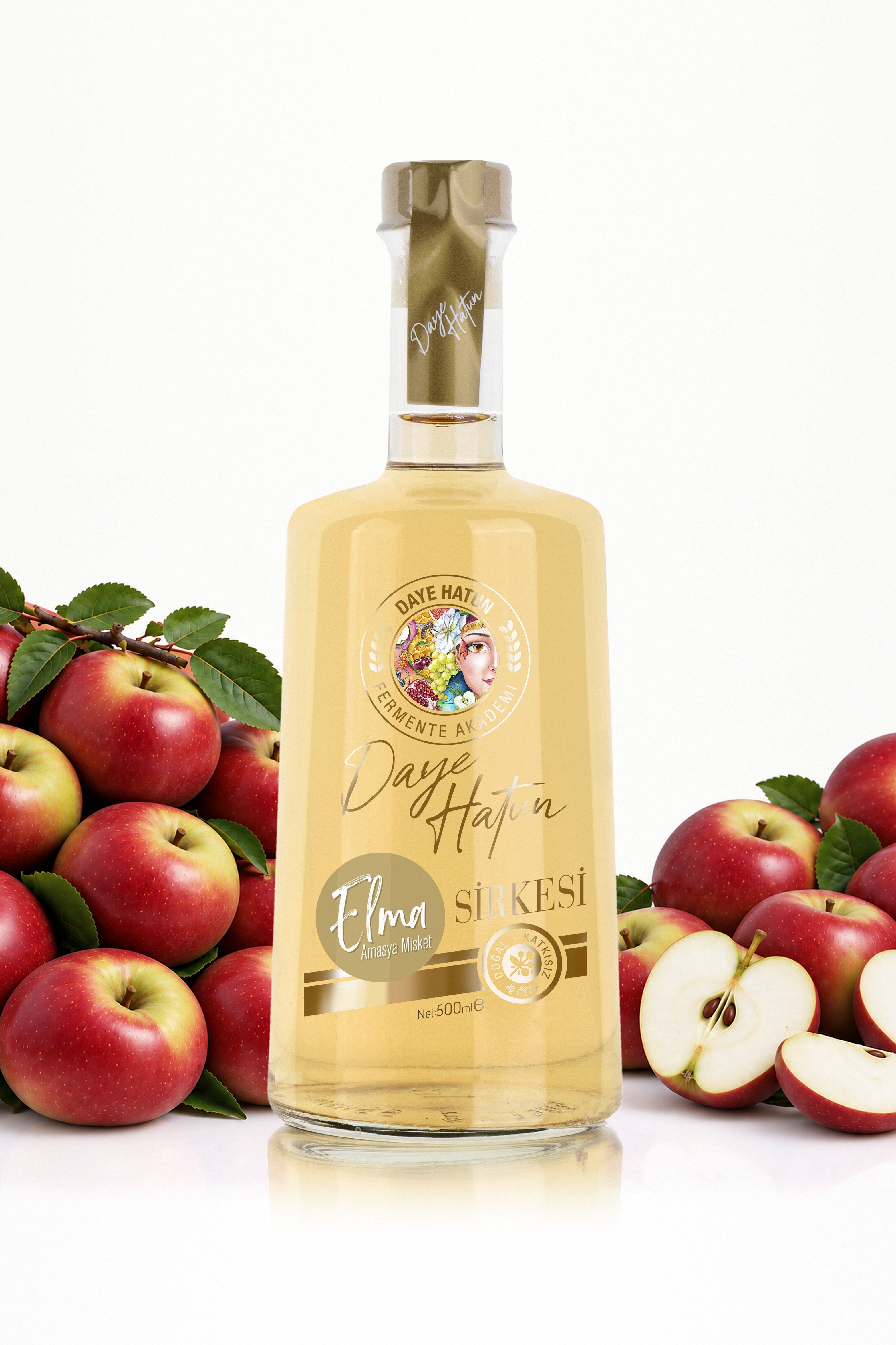 Amasya Misket Elma Sirkesi / Apple Cider Vinegar (Doğal Fermente Canlı Sirke / Nat. Fermented / 500 mL)