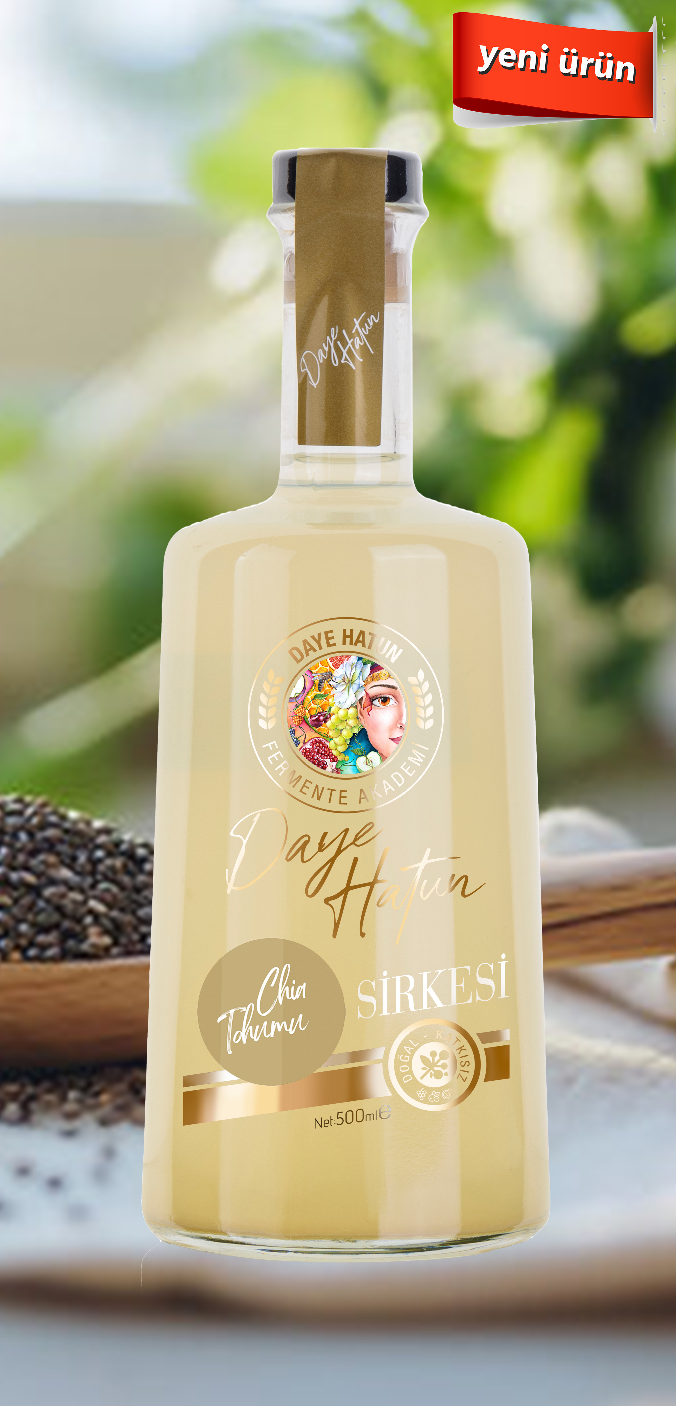 Chia Tohumu Sirkesi /Chia Seeds Vinegar (doğal Fermente Canlı Sirke / Nat. Ferm. / 500 Ml)