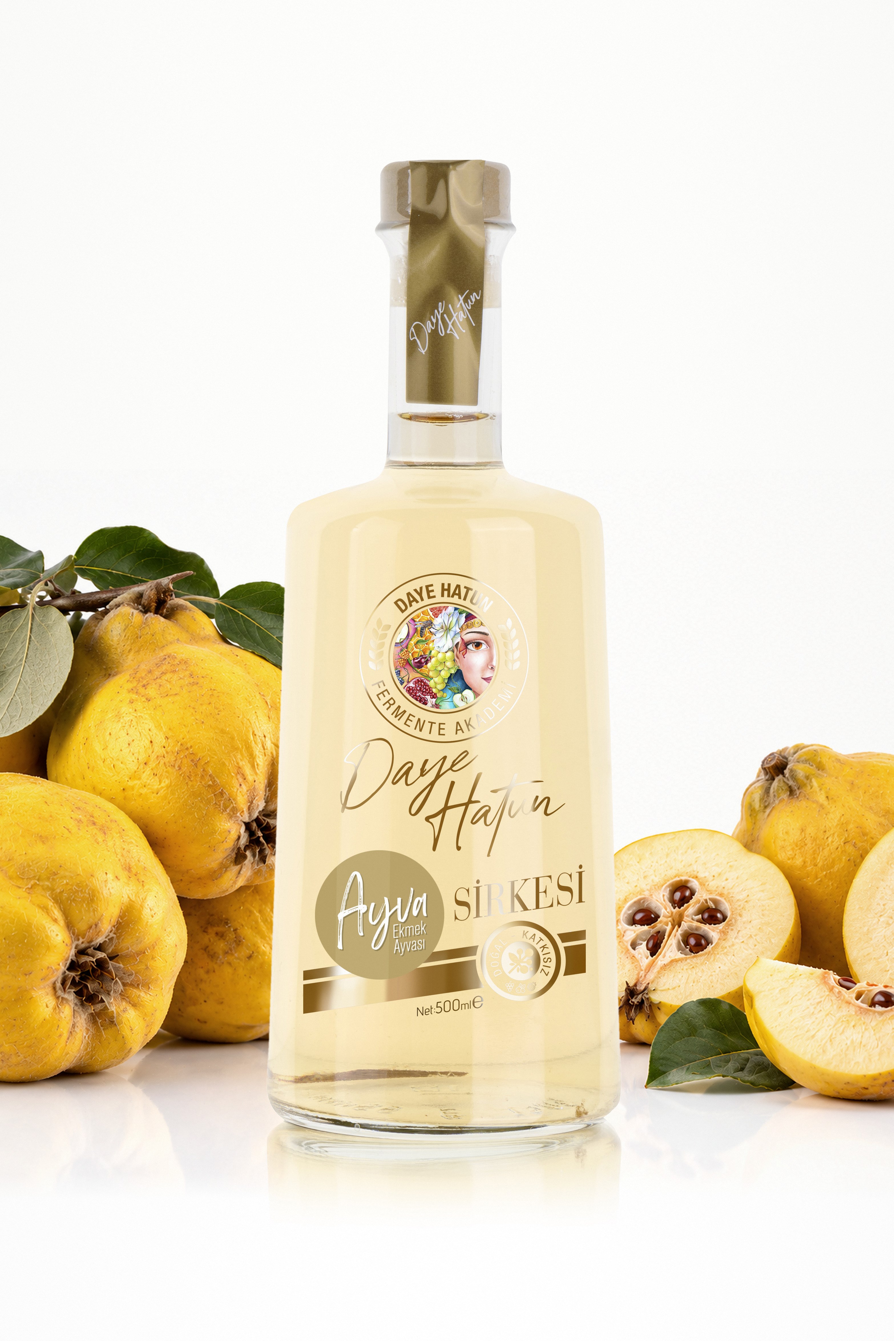 Ekmek Ayvası Sirkesi / Quince Vinegar (Doğal Fermente Canlı Sirke / Nat. Fermented / 500 mL)