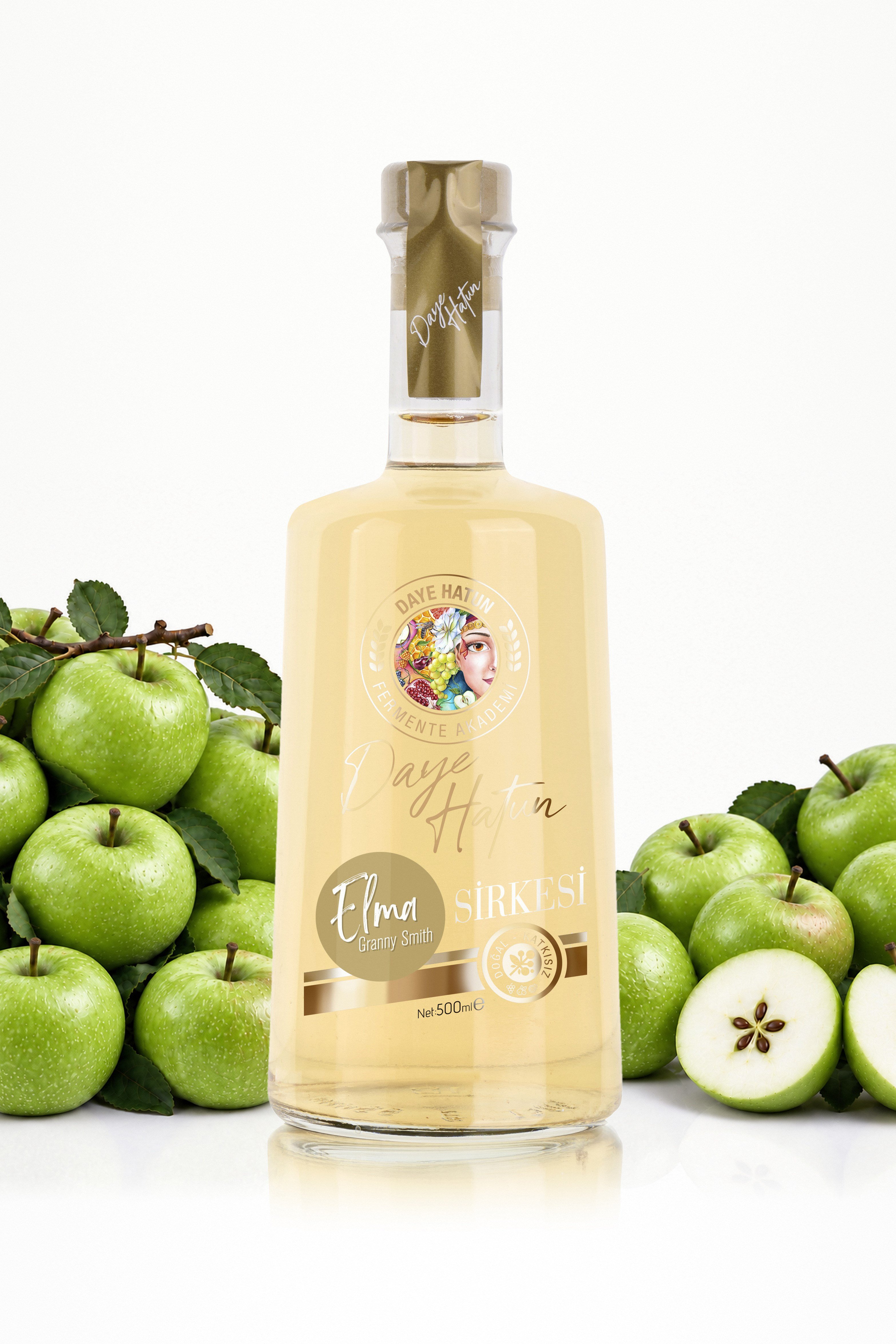 Granny Smith Elma Sirkesi / Apple Cider Vinegar (Doğal Fermente Canlı Sirke / Nat. Fermented / 500 mL)
