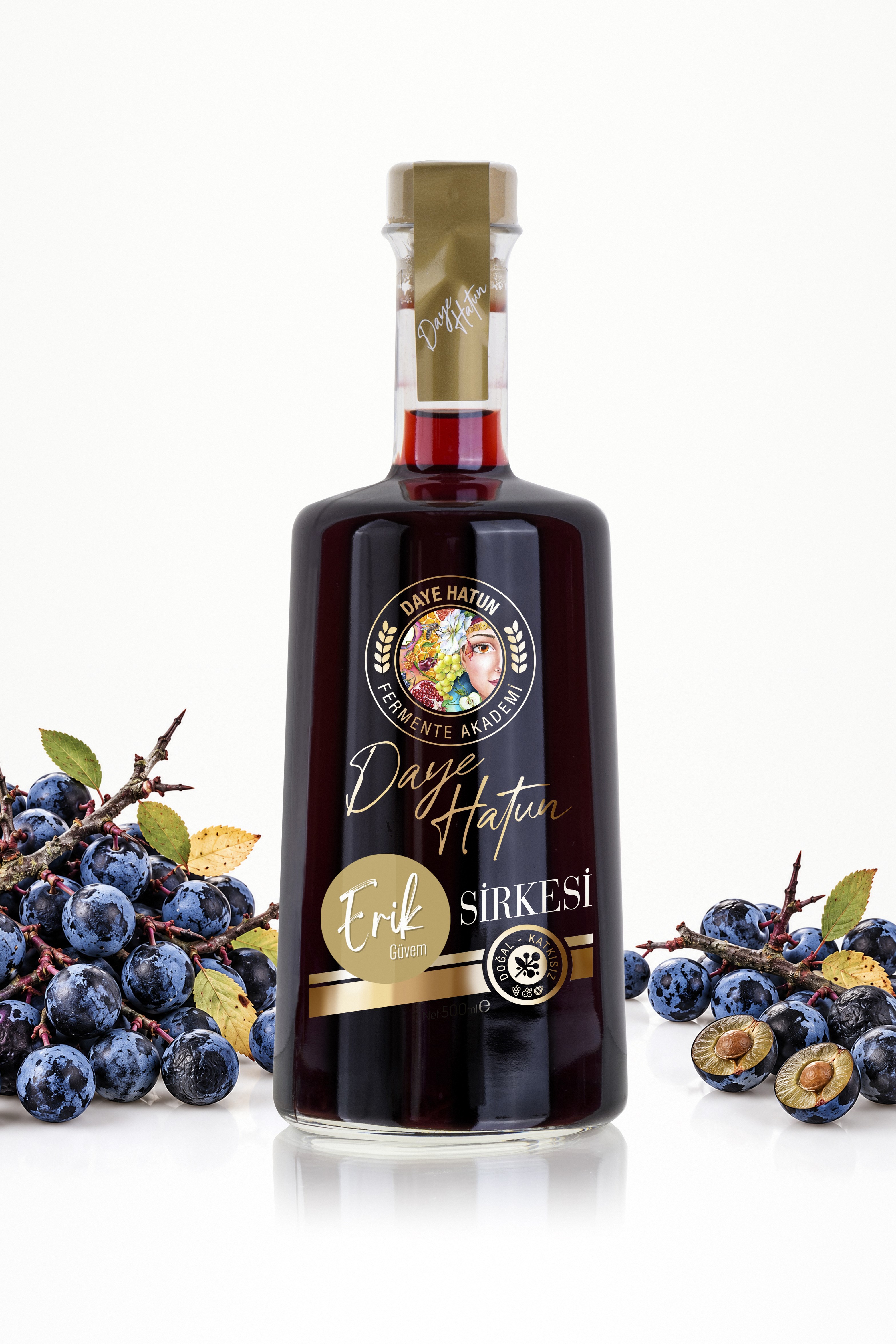 Güvem Eriği Sirkesi / Sloe Vinegar (Doğal Fermente Canlı Sirke / Nat. Fermented / 500 mL)