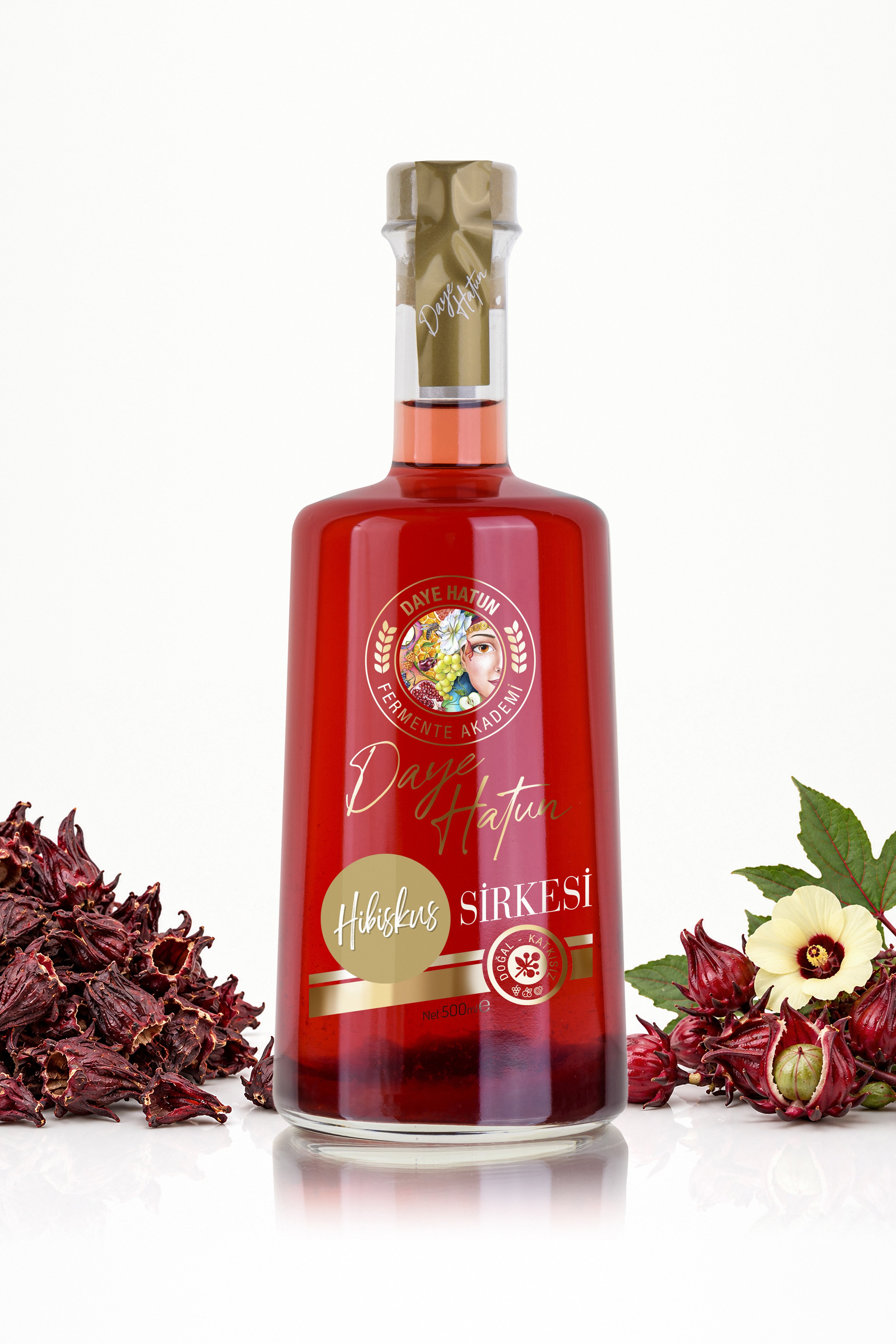 Hibiskus Sirkesi / Hibiscus Vinegar (Doğal Fermente Canlı Sirke / Nat. Fermented / 500 mL)