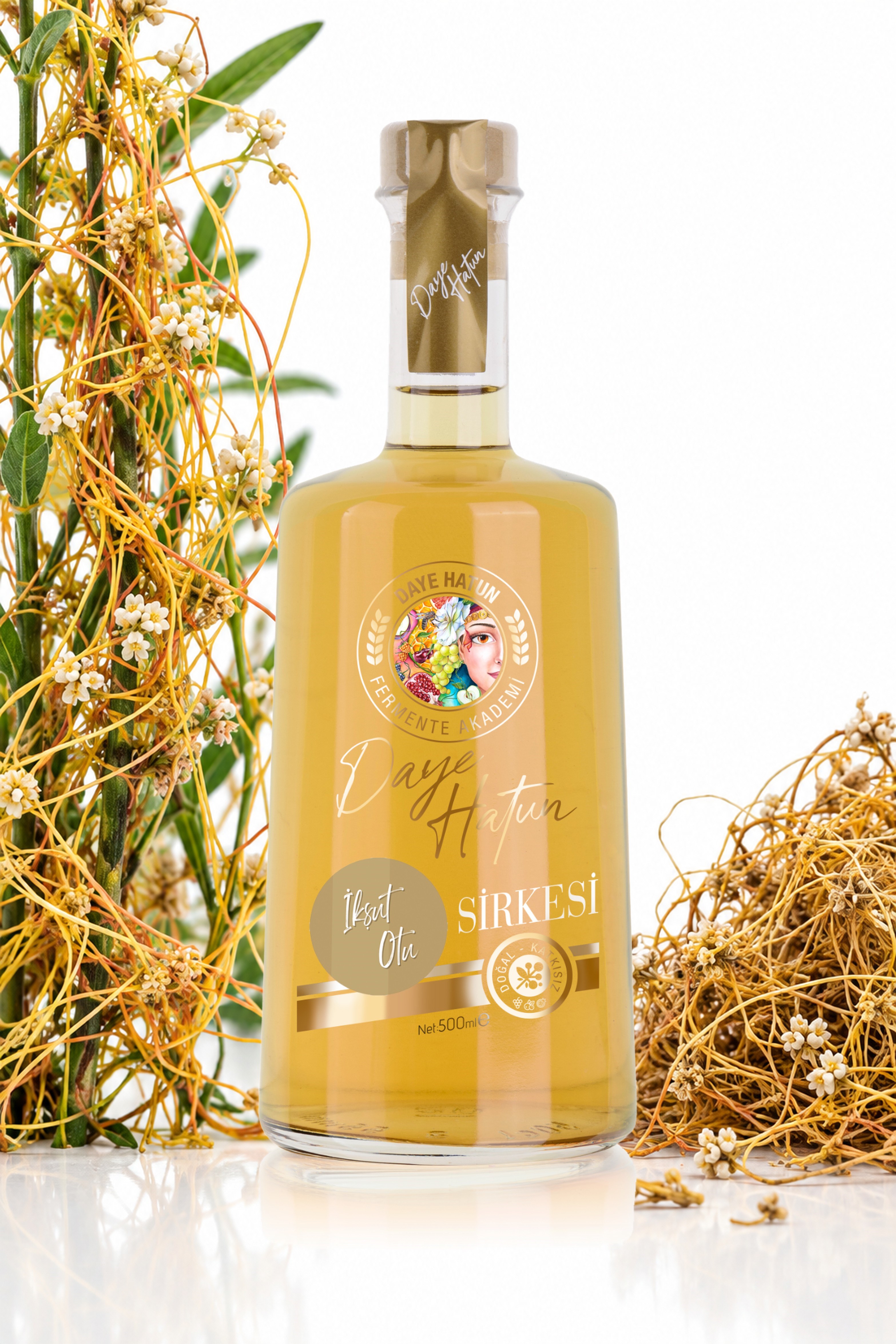 İkşut Otu Sirkesi/Cuscuta Convolvulaceae Vinegar (Doğal Fermente Canlı Sirke / Nat. Ferm./ 500 Ml)