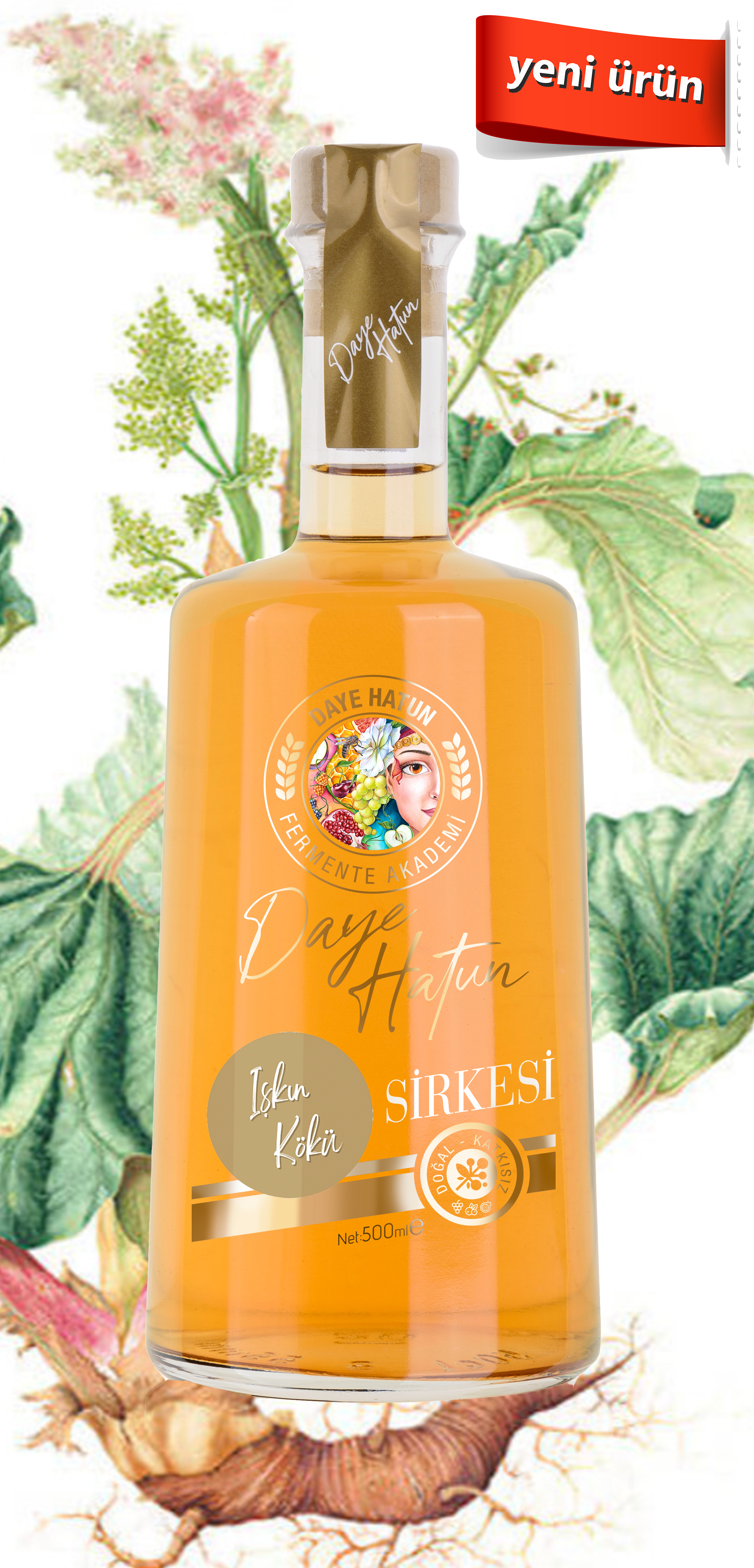 Işkın Kökü Sirkesi/Rheum Ribes Vinegar (DOĞAL FERMENTE CANLI SİRKE/NAT. FERM/500 ML)