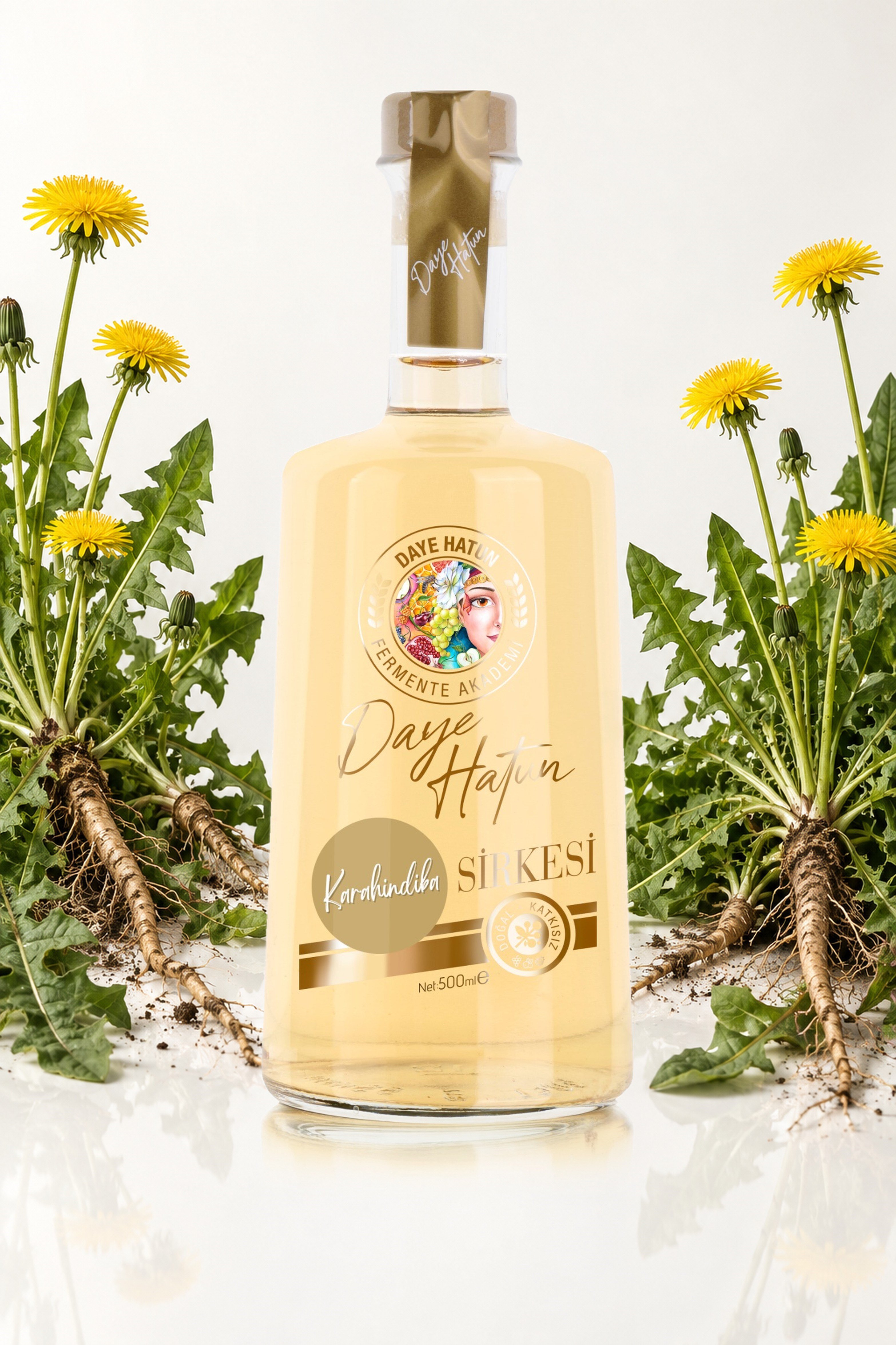 Karahindiba Sirkesi / Dandelion Vinegar (Doğal Fermente Canlı Sirke / Nat. Fermented / 500 mL)
