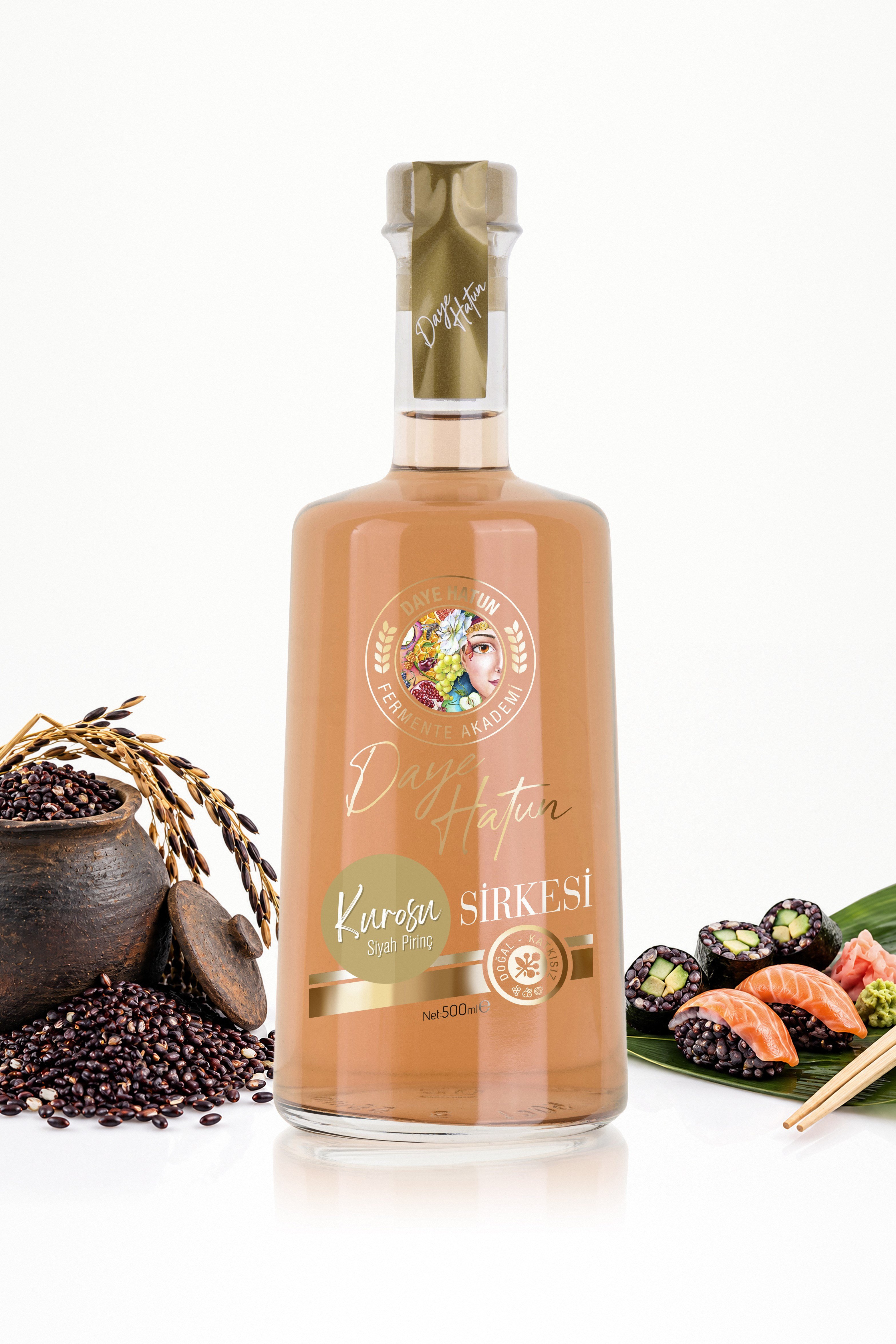 Kurosu (Kepekli Siyah Pirinç) Sirkesi / Kurosu Unpolished Black Rice Vinegar (Doğal Fermente Canlı Sirke / Nat. Fermented / 500 mL)