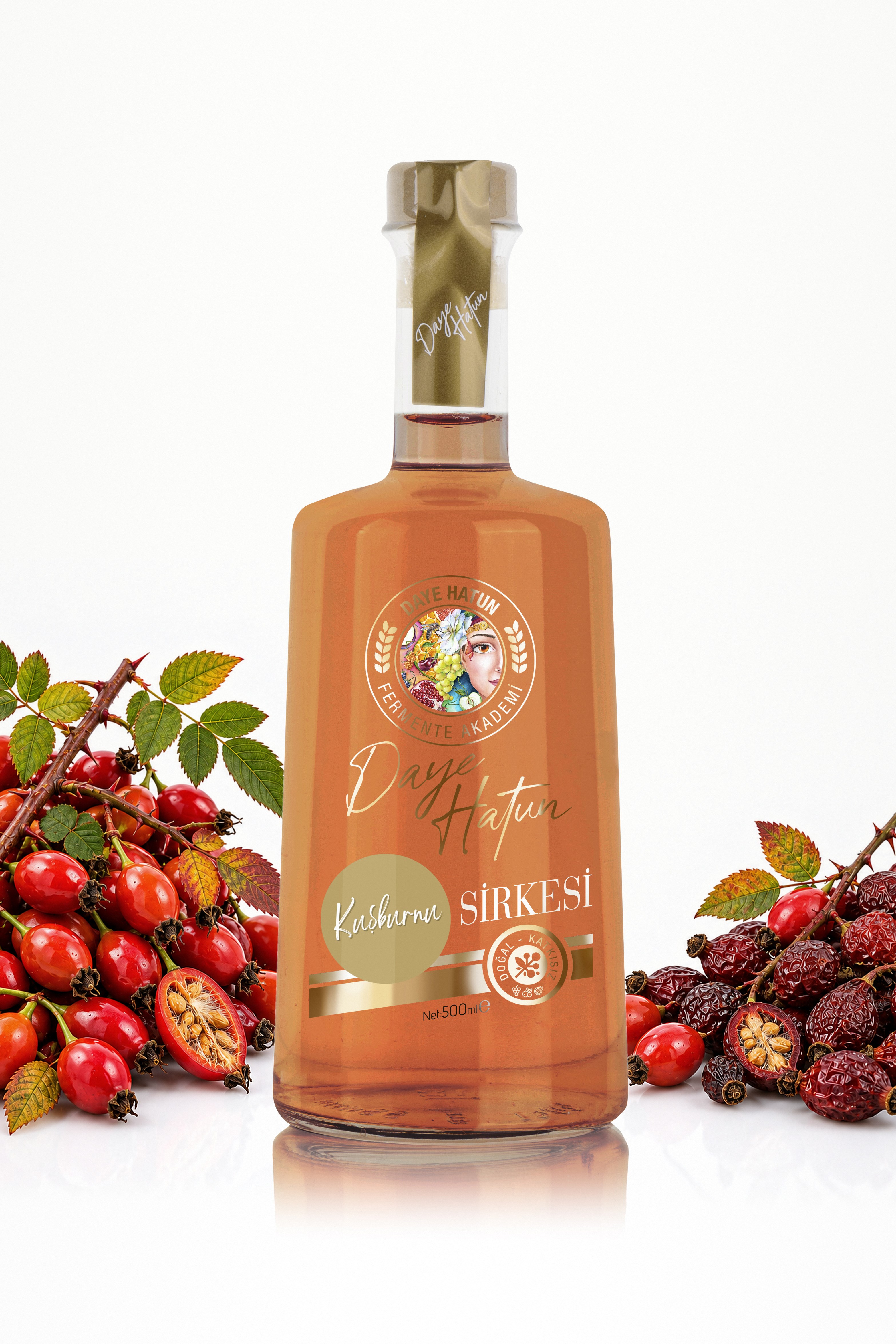 Kuşburnu Sirkesi / Rose Hip Vinegar (Doğal Fermente Canlı Sirke / Nat. Fermented / 500 mL)