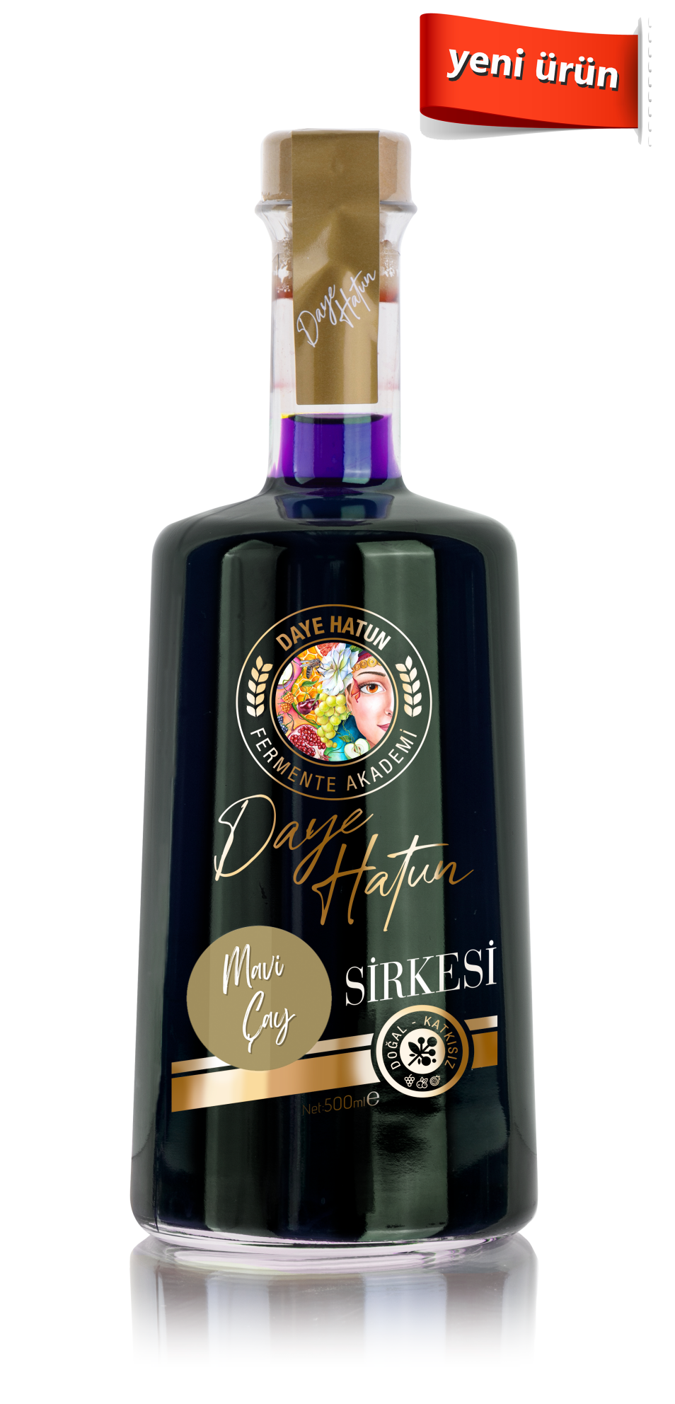 Mavi Çay Sirkesi / Blue Butterfly Pea Vinegar (Doğal Fermente Canlı Sirke / Nat. Ferm. / 500 Ml)