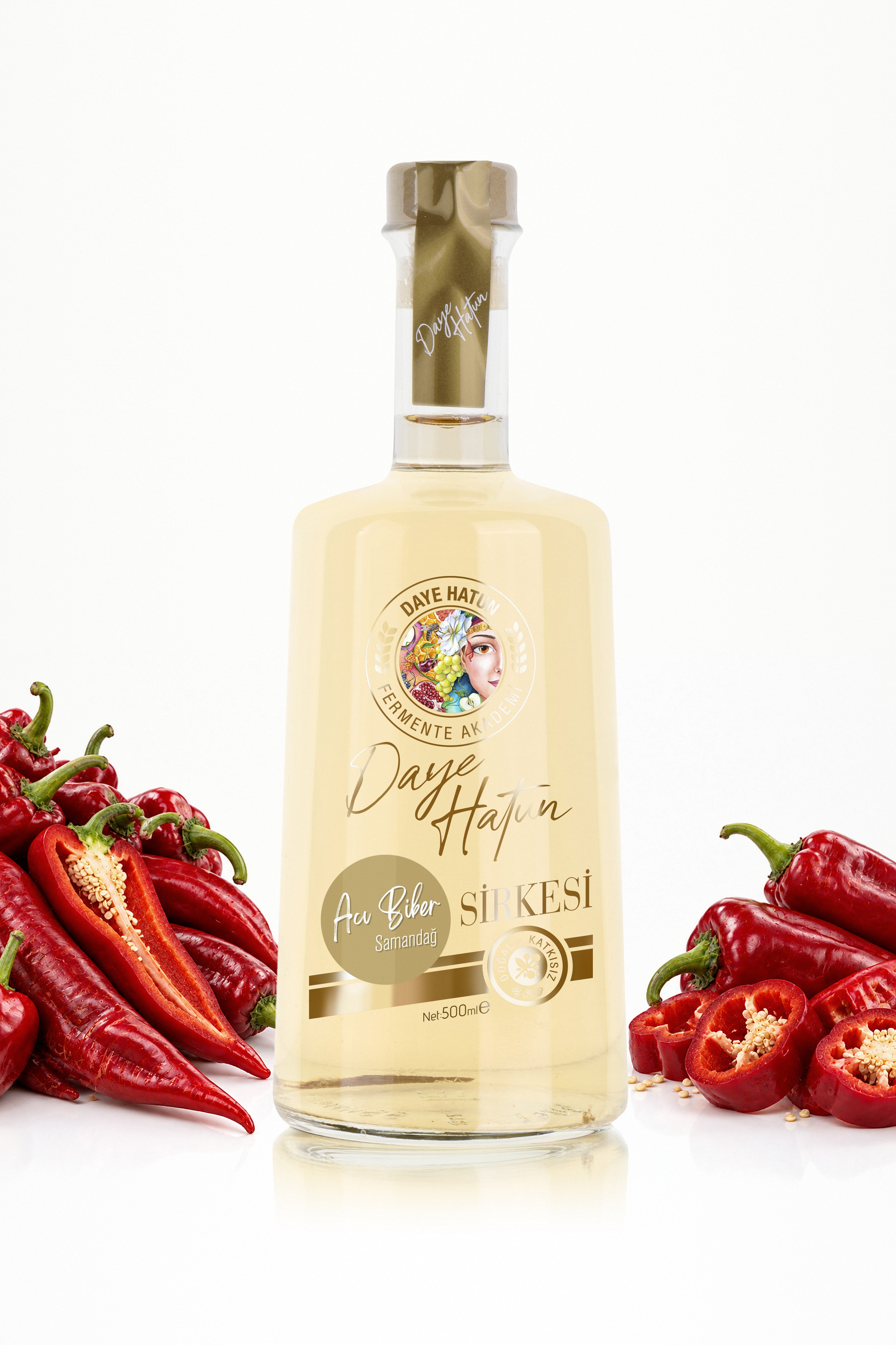 Samandağ Acı Biber Sirkesi / Hot Pepper Vinegar (Doğal Fermente Canlı Sirke / Nat. Fermented / 500 mL)