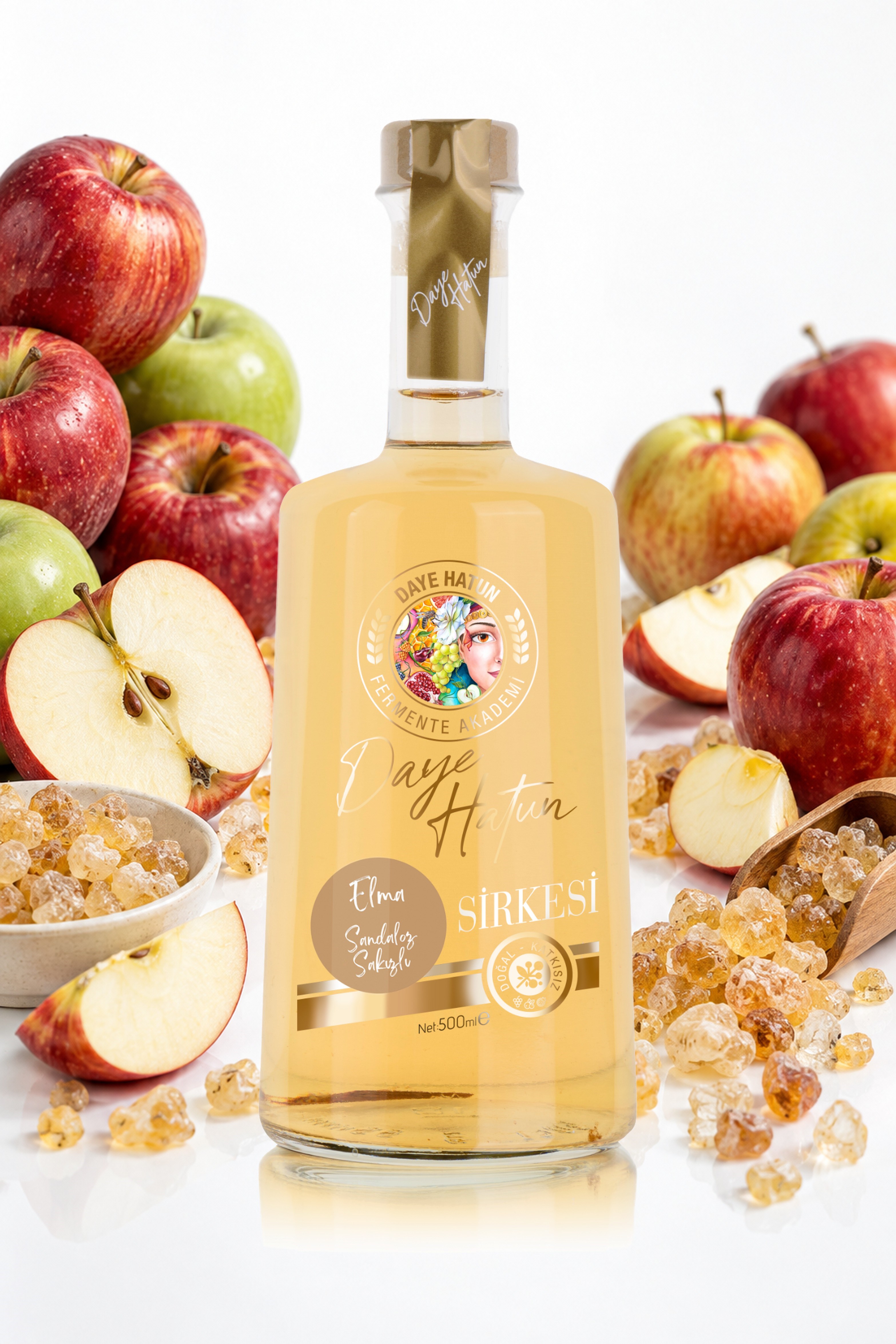 Sandaloz Sakızlı Elma Sirkesi/Apple Cider Vinegar with Sandaloz Gum (Canlı Sirke / Nat. F. / 500 Ml)