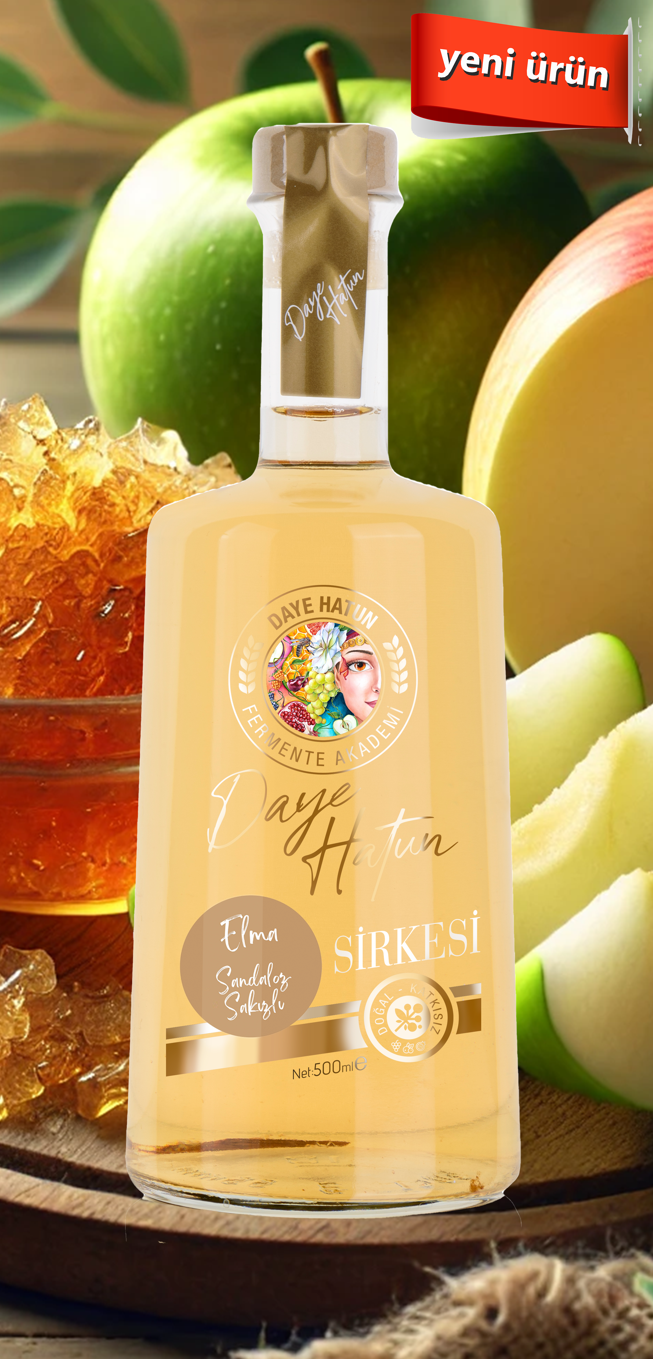 Sandaloz Sakızlı Elma Sirkesi/Apple Cider Vinegar with Sandaloz Gum (Canlı Sirke / Nat. F. / 500 Ml)