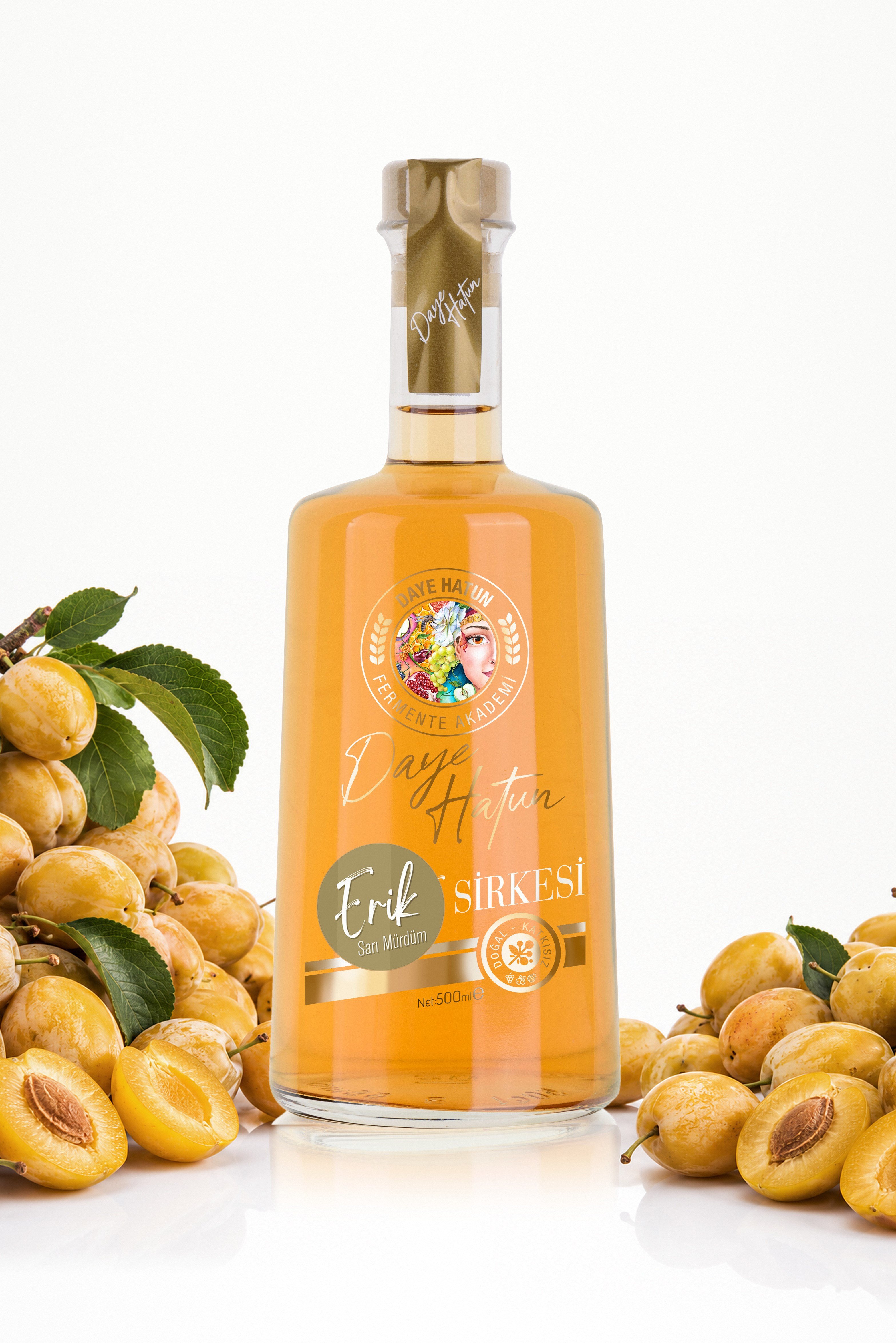 Sarı Mürdüm Sirkesi / Yellow Damson Vinegar (Doğal Fermente Canlı Sirke / Nat. Fermented / 500 mL)