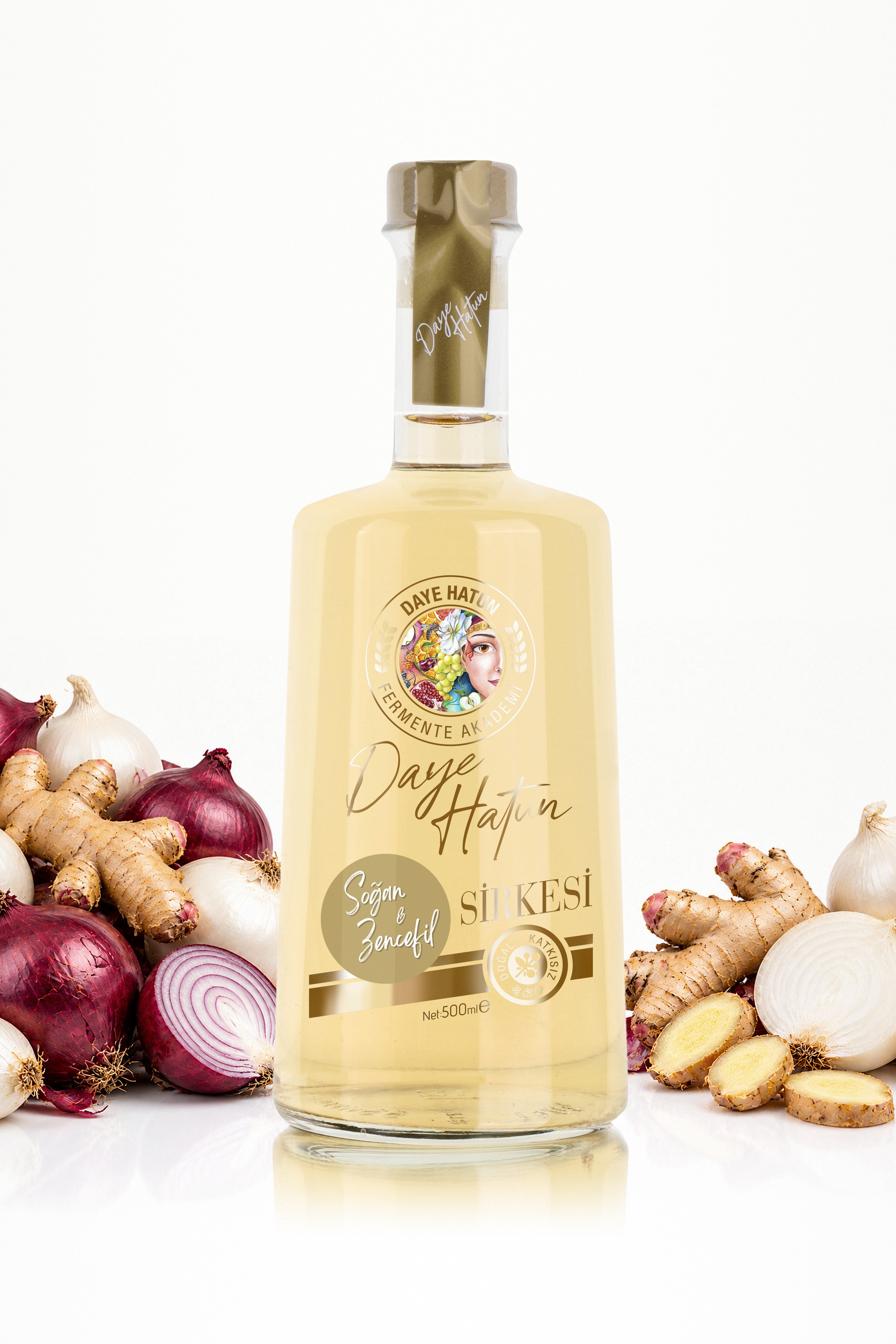Soğan & Zencefil Sirkesi / Onion & Ginger Vinegar (Doğal Fermente Canlı Sirke / Nat. Fermented / 500 mL)