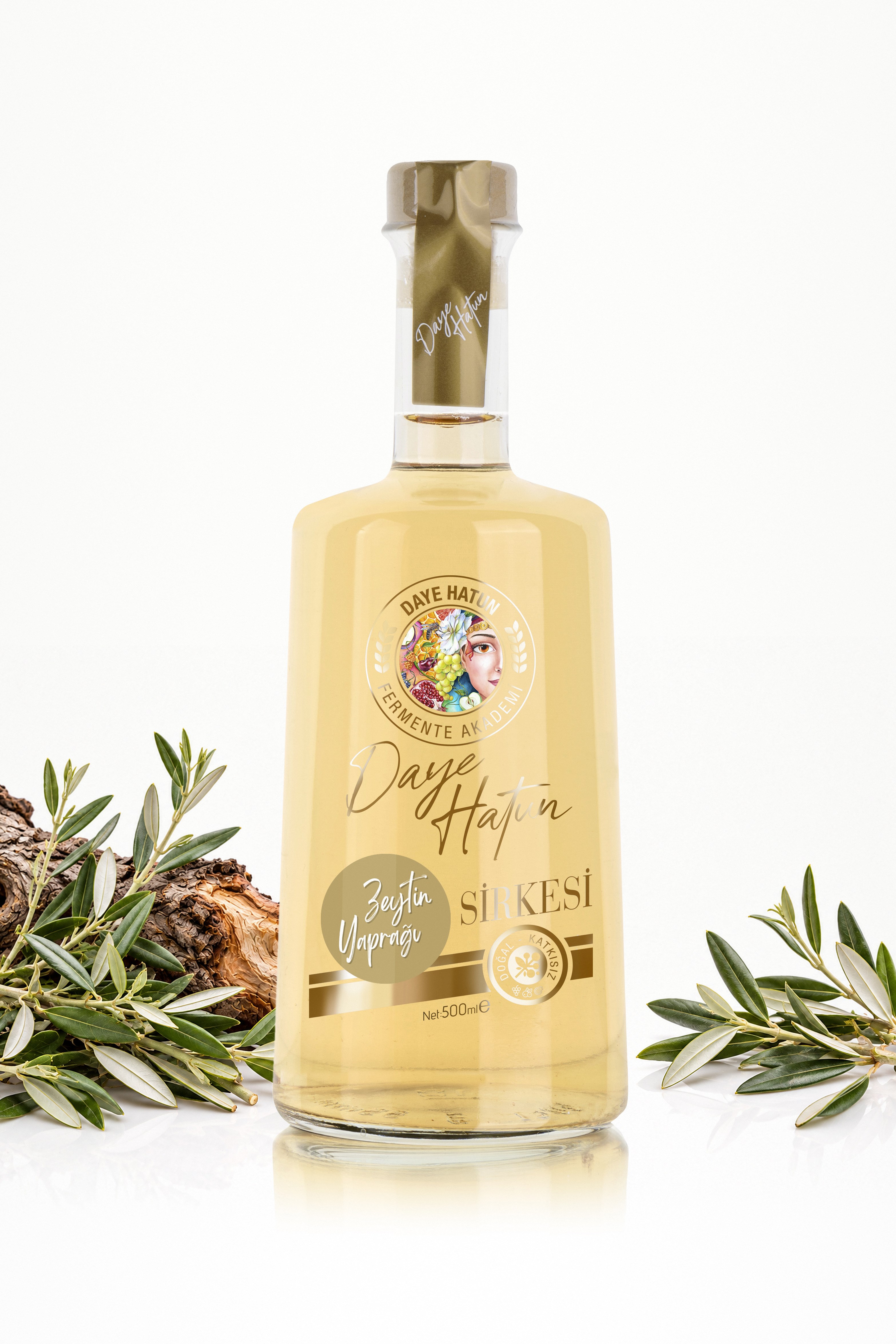 Zeytin Yaprağı Sirkesi / Olive Leaf Vinegar (Doğal Fermente Canlı Sirke / Nat. Fermented / 500 mL)