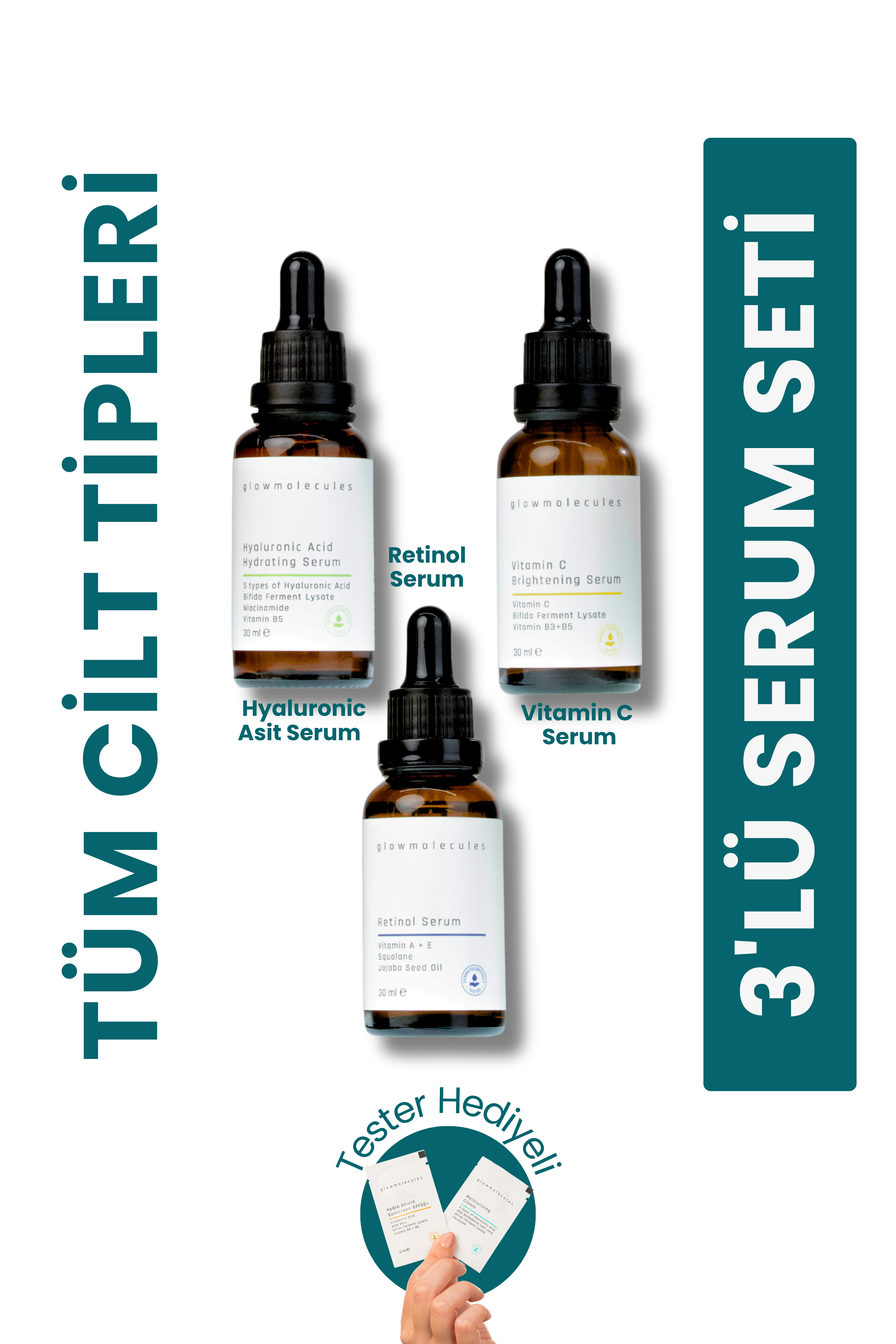3lü serum seti Retinol & Hyaluronic Asit & Vitamin C