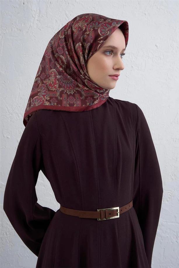 Armine Etnik Desen Saf İpek Twill Eşarp 9416D