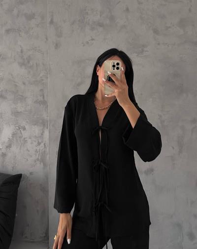 Bağcıklı Siyah Takım