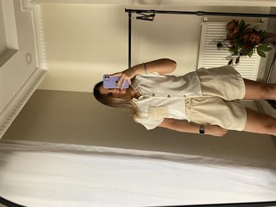 Beyaz Renkli Cep Nakışlı Gömlek