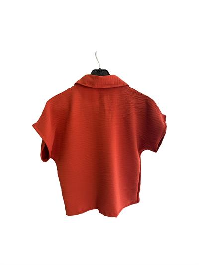 Kiremit Renkli Cep Nakışlı Gömlek