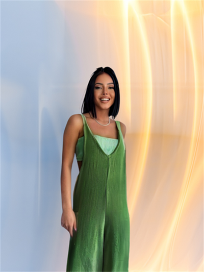 Yeşil Aerobin Cepli Tulum