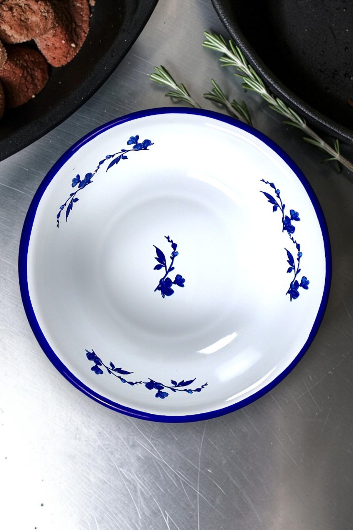 20 Cm Emaye Kase Tabak, Çukur Tabak, Salata Tabak, Cips Tabak