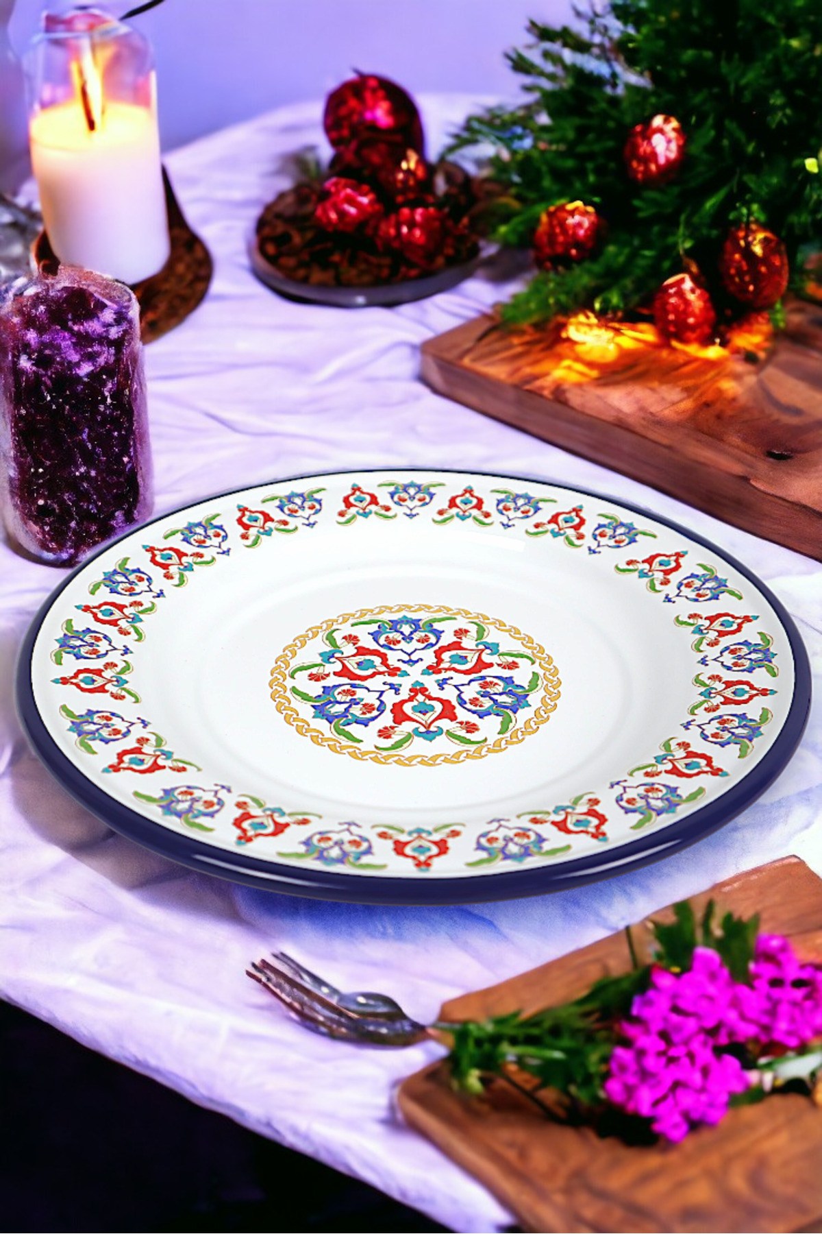 30 No 30 Cm Emaye Yemek Tabağı Tabak Servis Yemek Kamp Piknik, Çeyiz, Hediye