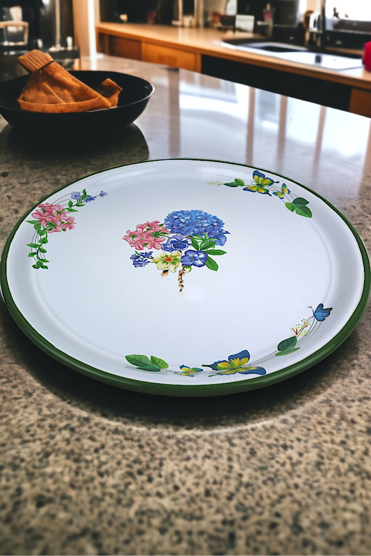 60 No Emaye Sini Sofra, Yemek Sunum Tepsi, Yer Sofrası Çinko ~58 Cm 1mm.KALIN ÜRÜN.