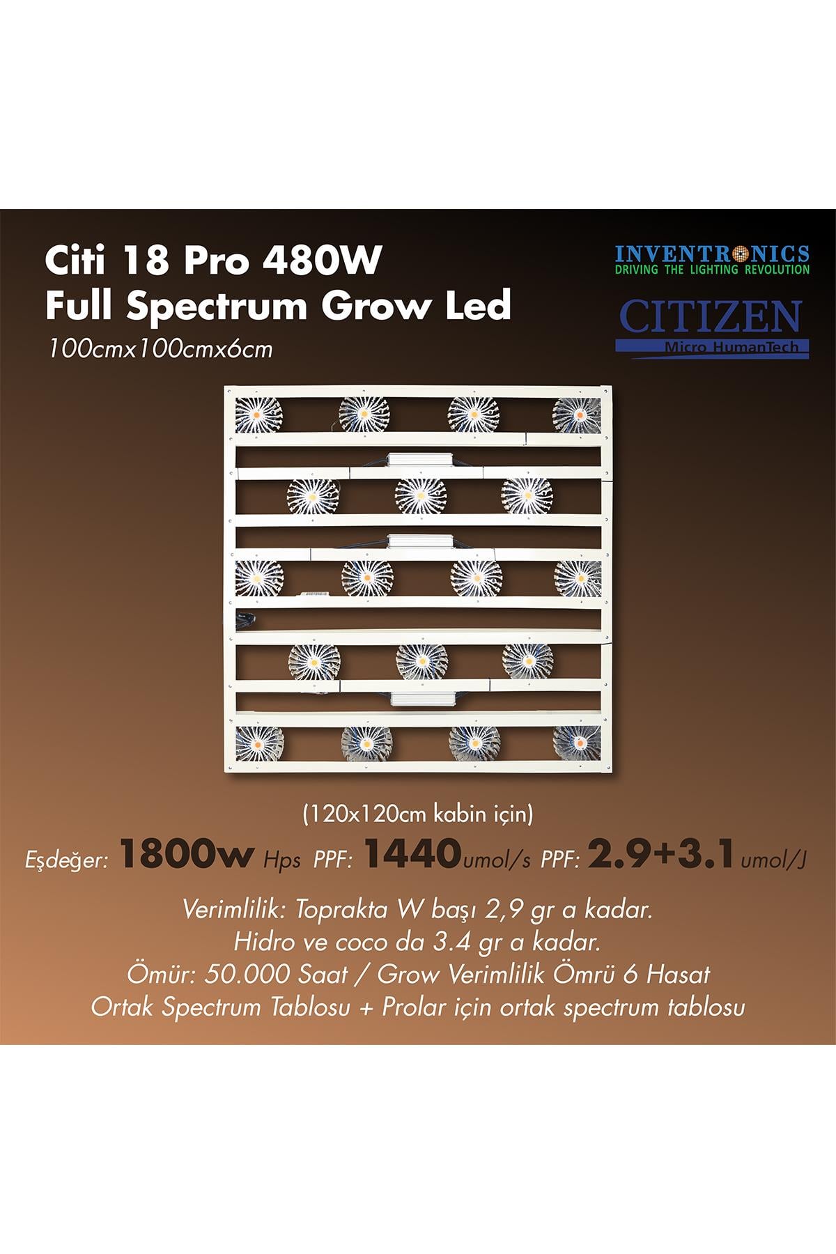 Davinci 極光帯モーメント CİTİ 18 PRO 480W Full Spectrum Grow Led Lamba Satın Al