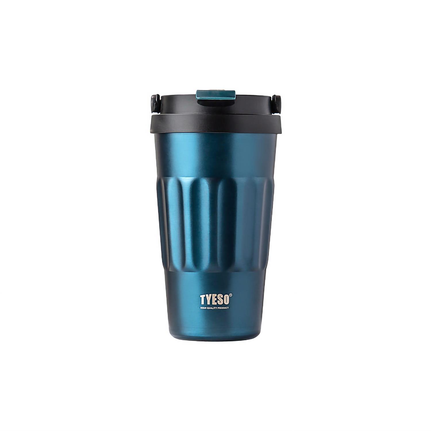 Tyeso Coffee Mug Vakumlu Paslanmaz Çelik Taşıma Kulplu Mavi Termos, 500 ml