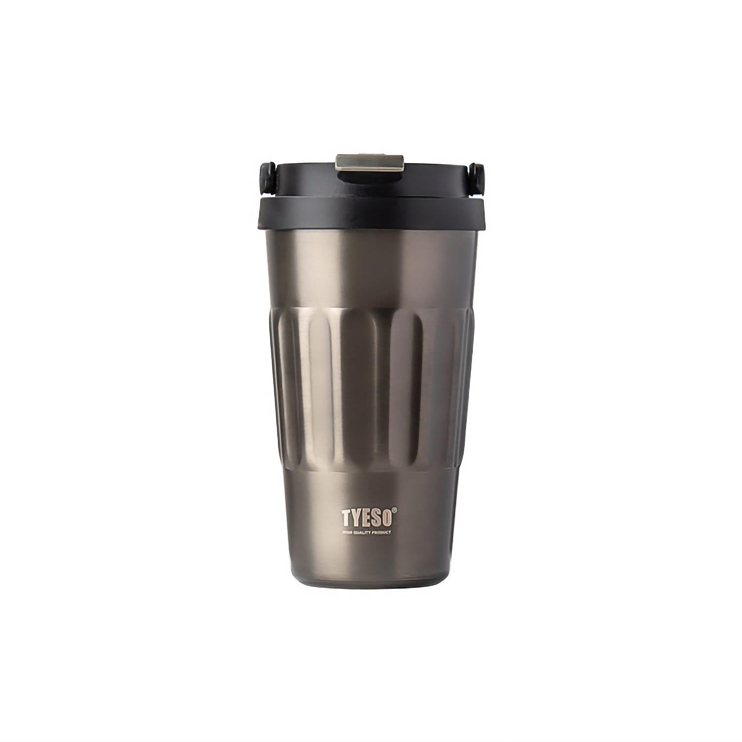 Tyeso Coffee Mug Vakumlu Paslanmaz Çelik Taşıma Kulplu Gri Termos, 500 ml