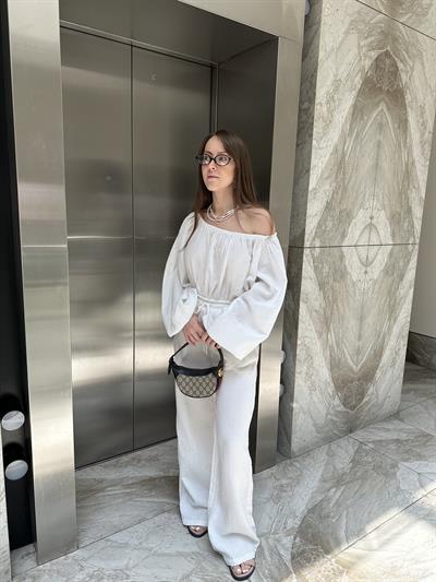 ATİNA NATURAL BEYAZ MÜSLİN TAKIM