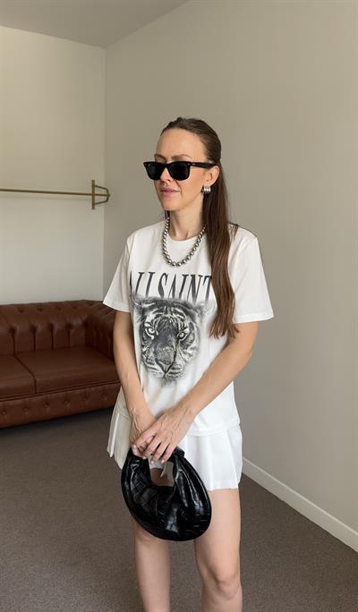 BASKILI ALL SAINT BEYAZ T-SHİRT