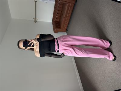 BEL DETAYLI KEMERLİ PEMBE PALAZZO PANTOLON