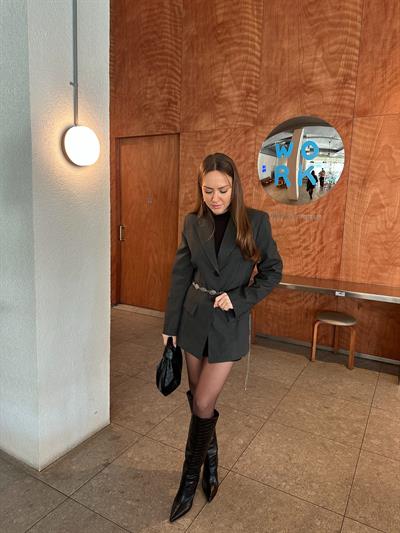 BELDEN OTURTMALI DÜĞMELİ ANTRASİT BLAZER CEKET