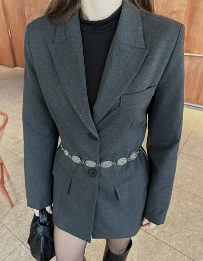 BELDEN OTURTMALI DÜĞMELİ ANTRASİT BLAZER CEKET