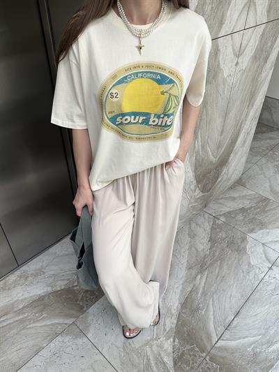 BELİ BAĞLAMLALI TENSEL BOL PANTOLON - TAŞ 