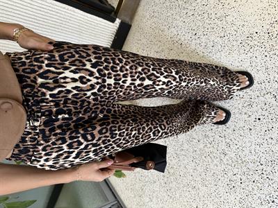 BELİ LASTİKLİ GENİŞ PAÇA LEOPAR DESEN  PANTOLON