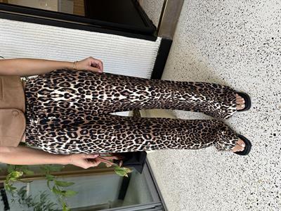 BELİ LASTİKLİ GENİŞ PAÇA LEOPAR DESEN  PANTOLON