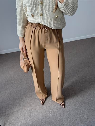 BELİ SATEN CAMEL PANTOLON