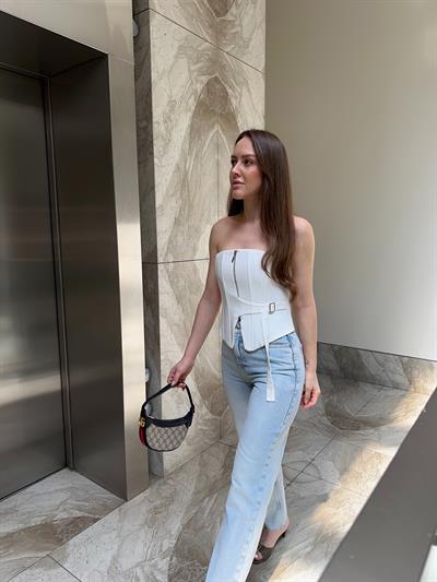 BEYAZ KORSE KETEN BÜSTİYER