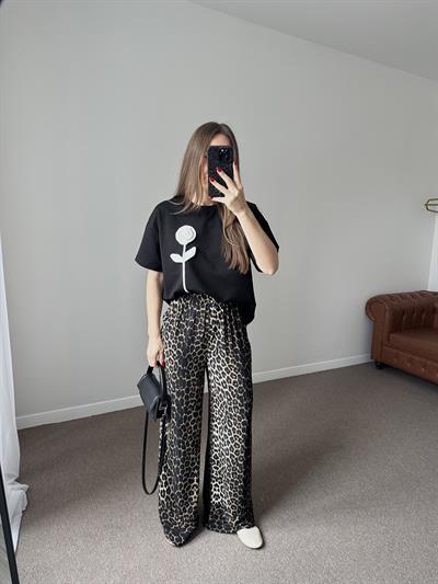 BOL PAÇA BELİ BAĞLAMALI LEOPAR PANTOLON