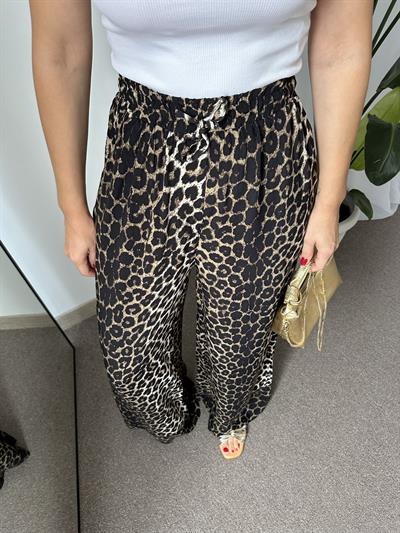 BOL PAÇA BELİ BAĞLAMALI LEOPAR PANTOLON