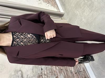 BORDO KOLU KATLAMALI BLAZER CEKET